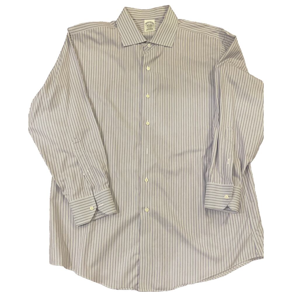 Brooks Brothers Regent Men's L/S Button Down 17 33 Non Iron Supima Stripe Purple